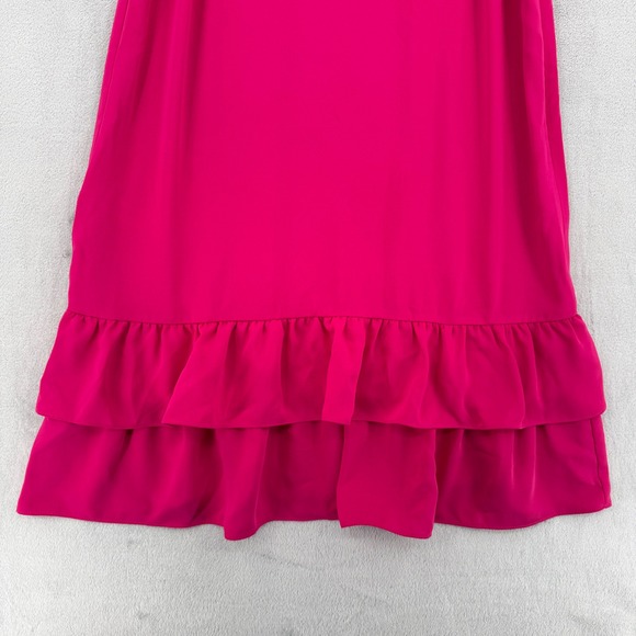 Loft Womens Pink Sleeveless Ruffle Hem Cutout Back Shift Dress Size 10 NEW - Picture 4 of 13
